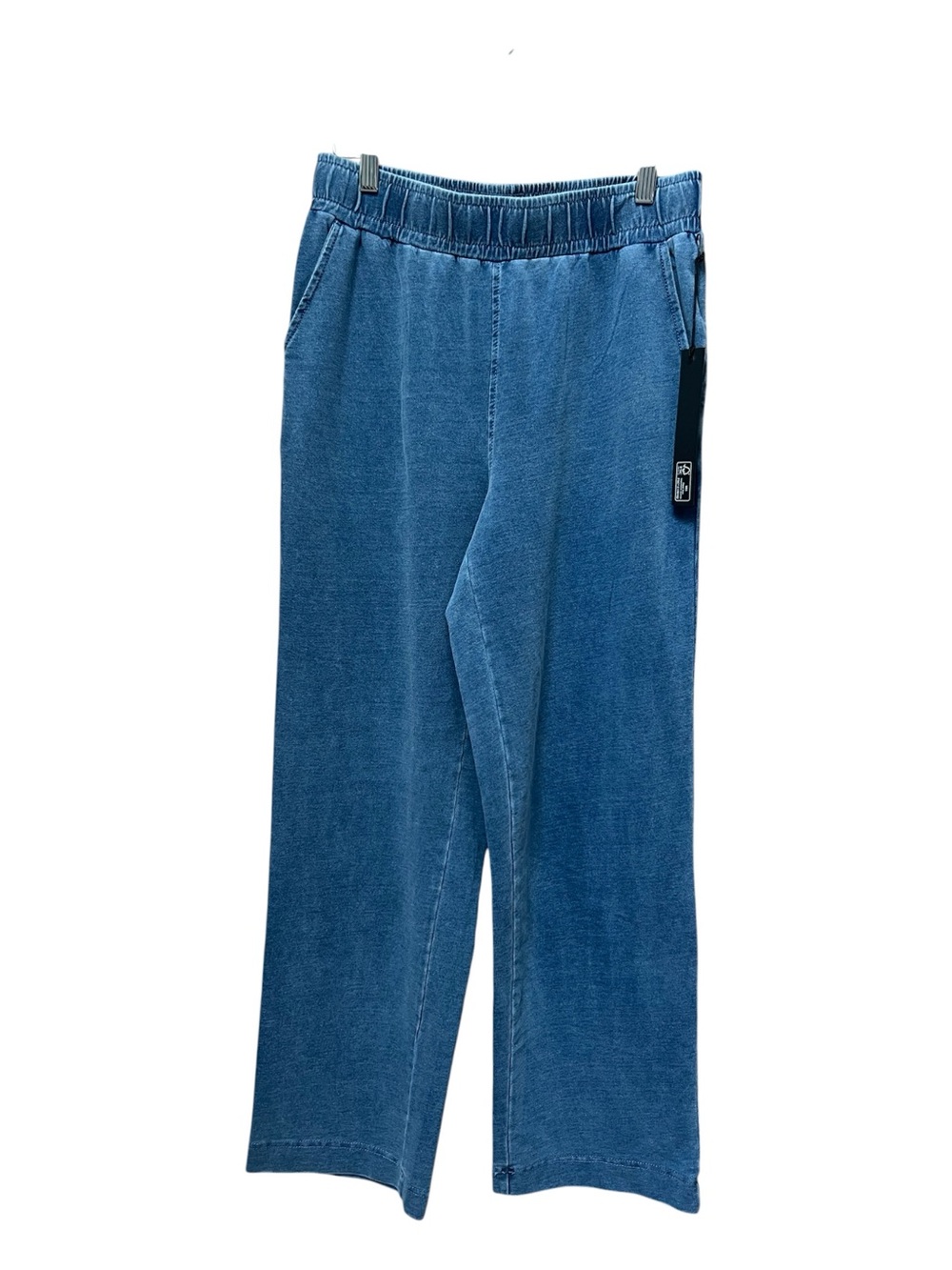 Jane Delancey Blue Denim Knit Wide Leg Pants Womens m Drawstring High Rise New